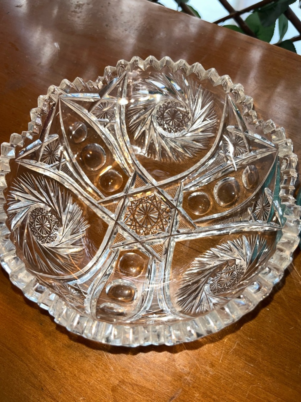 Antique American Brilliant Period Cut Glass Bowl - Buzzsaw Pinwheel & Hobstar - Picture 4 of 9